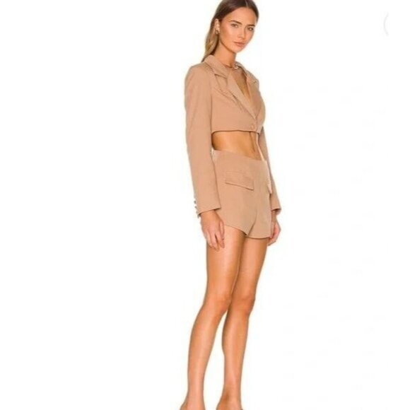Camila Coelho Genelle Romper in Taupe tan revolve XS A0000331 - Picture 2 of 8
